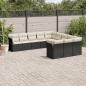 Preview: ARDEBO.de - 11-tlg. Garten-Sofagarnitur mit Kissen Schwarz Poly Rattan