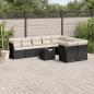 Preview: ARDEBO.de - 10-tlg. Garten-Sofagarnitur mit Kissen Schwarz Poly Rattan