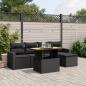 Preview: ARDEBO.de - 6-tlg. Garten-Sofagarnitur mit Kissen Schwarz Poly Rattan