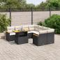 Preview: ARDEBO.de - 9-tlg. Garten-Sofagarnitur mit Kissen Schwarz Poly Rattan