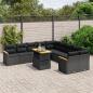 Preview: ARDEBO.de - 11-tlg. Garten-Sofagarnitur mit Kissen Schwarz Poly Rattan