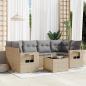 Preview: ARDEBO.de - 7-tlg. Garten-Sofagarnitur mit Kissen Beige Poly Rattan