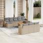 Preview: ARDEBO.de - 11-tlg. Garten-Sofagarnitur mit Kissen Beige Poly Rattan