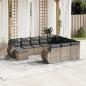 Preview: ARDEBO.de - 11-tlg. Garten-Sofagarnitur mit Kissen Grau Poly Rattan