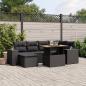 Preview: ARDEBO.de - 7-tlg. Garten-Sofagarnitur mit Kissen Schwarz Poly Rattan