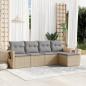 Preview: ARDEBO.de - 5-tlg. Garten-Sofagarnitur mit Kissen Beige Poly Rattan