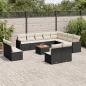 Preview: ARDEBO.de - 13-tlg. Garten-Sofagarnitur mit Kissen Schwarz Poly Rattan