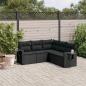 Preview: ARDEBO.de - 5-tlg. Garten-Sofagarnitur mit Kissen Schwarz Poly Rattan