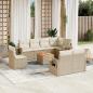 Preview: ARDEBO.de - 9-tlg. Garten-Sofagarnitur mit Kissen Beige Poly Rattan