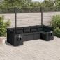 Preview: ARDEBO.de - 7-tlg. Garten-Sofagarnitur mit Kissen Schwarz Poly Rattan