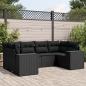 Preview: ARDEBO.de - 6-tlg. Garten-Sofagarnitur mit Kissen Schwarz Poly Rattan