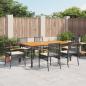 Preview: ARDEBO.de - 7-tlg. Garten-Essgruppe mit Kissen Schwarz Poly Rattan