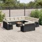 Preview: ARDEBO.de - 14-tlg. Garten-Sofagarnitur mit Kissen Schwarz Poly Rattan