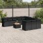 Preview: ARDEBO.de - 12-tlg. Garten-Sofagarnitur mit Kissen Schwarz Poly Rattan