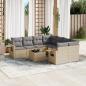 Preview: ARDEBO.de - 9-tlg. Garten-Sofagarnitur mit Kissen Beige Poly Rattan