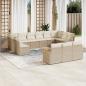 Preview: ARDEBO.de - 13-tlg. Garten-Sofagarnitur mit Kissen Beige Poly Rattan