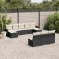 Preview: ARDEBO.de - 10-tlg. Garten-Sofagarnitur mit Kissen Schwarz Poly Rattan