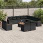 Preview: ARDEBO.de - 14-tlg. Garten-Sofagarnitur mit Kissen Schwarz Poly Rattan