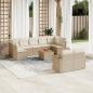 Preview: ARDEBO.de - 10-tlg. Garten-Sofagarnitur mit Kissen Beige Poly Rattan