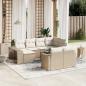 Preview: ARDEBO.de - 11-tlg. Garten-Sofagarnitur mit Kissen Beige Poly Rattan