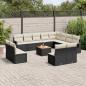 Preview: ARDEBO.de - 13-tlg. Garten-Sofagarnitur mit Kissen Schwarz Poly Rattan