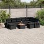 Preview: ARDEBO.de - 10-tlg. Garten-Sofagarnitur mit Kissen Schwarz Poly Rattan