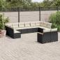 Preview: ARDEBO.de - 12-tlg. Garten-Sofagarnitur mit Kissen Schwarz Poly Rattan