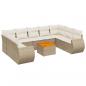 Preview: 10-tlg. Garten-Sofagarnitur mit Kissen Beige Poly Rattan