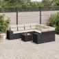 Preview: ARDEBO.de - 9-tlg. Garten-Sofagarnitur mit Kissen Schwarz Poly Rattan