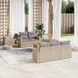 Preview: ARDEBO.de - 6-tlg. Garten-Sofagarnitur mit Kissen Beige Poly Rattan