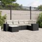 Preview: ARDEBO.de - 6-tlg. Garten-Sofagarnitur mit Kissen Schwarz Poly Rattan