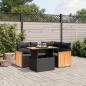 Preview: ARDEBO.de - 5-tlg. Garten-Sofagarnitur mit Kissen Schwarz Poly Rattan