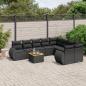 Preview: ARDEBO.de - 9-tlg. Garten-Sofagarnitur mit Kissen Schwarz Poly Rattan