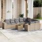 Preview: ARDEBO.de - 10-tlg. Garten-Sofagarnitur mit Kissen Beige Poly Rattan