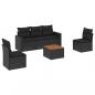 Preview: 6-tlg. Garten-Sofagarnitur mit Kissen Schwarz Poly Rattan