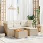 Preview: ARDEBO.de - 5-tlg. Garten-Sofagarnitur mit Kissen Beige Poly Rattan