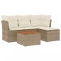 Preview: 5-tlg. Garten-Sofagarnitur mit Kissen Beige Poly Rattan