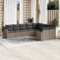 Preview: ARDEBO.de - 9-tlg. Garten-Sofagarnitur mit Kissen Grau Poly Rattan