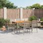 Preview: ARDEBO.de - 7-tlg. Garten-Essgruppe mit Kissen Grau Poly Rattan