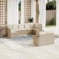 Preview: ARDEBO.de - 9-tlg. Garten-Sofagarnitur mit Kissen Beige Poly Rattan