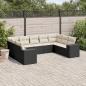 Preview: ARDEBO.de - 9-tlg. Garten-Sofagarnitur mit Kissen Schwarz Poly Rattan