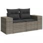 Preview: 3-tlg. Garten-Sofagarnitur mit Kissen Grau Poly Rattan