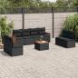 Preview: ARDEBO.de - 9-tlg. Garten-Sofagarnitur mit Kissen Schwarz Poly Rattan