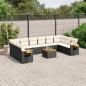 Preview: ARDEBO.de - 11-tlg. Garten-Sofagarnitur mit Kissen Schwarz Poly Rattan