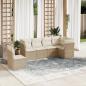 Preview: ARDEBO.de - 6-tlg. Garten-Sofagarnitur mit Kissen Beige Poly Rattan