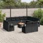 Preview: ARDEBO.de - 13-tlg. Garten-Sofagarnitur mit Kissen Schwarz Poly Rattan