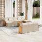 Preview: ARDEBO.de - 11-tlg. Garten-Sofagarnitur mit Kissen Beige Poly Rattan