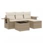 Preview: 4-tlg. Garten-Sofagarnitur mit Kissen Beige Poly Rattan