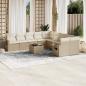 Preview: ARDEBO.de - 11-tlg. Garten-Sofagarnitur mit Kissen Beige Poly Rattan