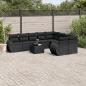 Preview: ARDEBO.de - 10-tlg. Garten-Sofagarnitur mit Kissen Schwarz Poly Rattan